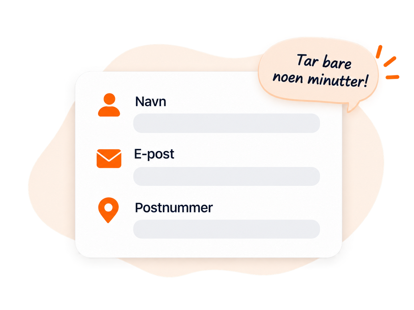 Et enkelt skjema med navn, e-post og postnummer